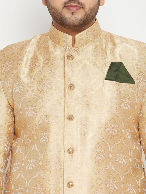Vastramay Men's Turquoise Cotton Nehru Jacket